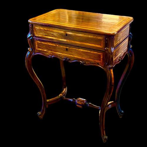 19th Century Inlaid Rosewood Work Table image-1