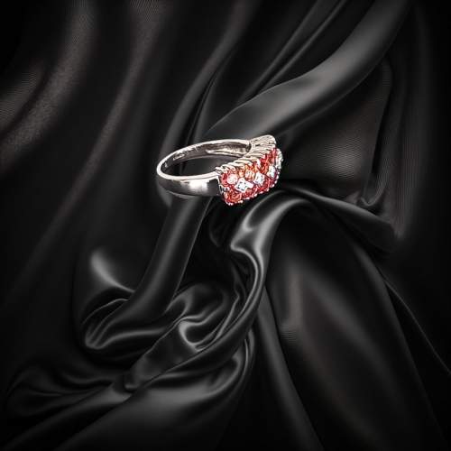 Gold Orange Sapphire Diamond Ring image-5