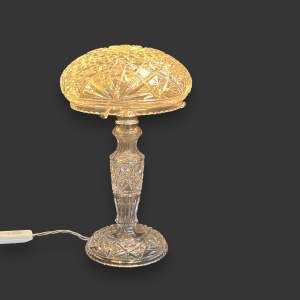 1950s Cut Glass Mushroom Table Lamp