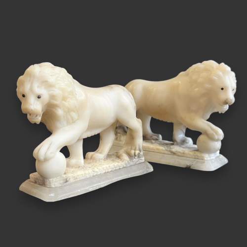 Pair of Alabaster Medici Lions image-2