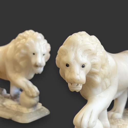 Pair of Alabaster Medici Lions image-3