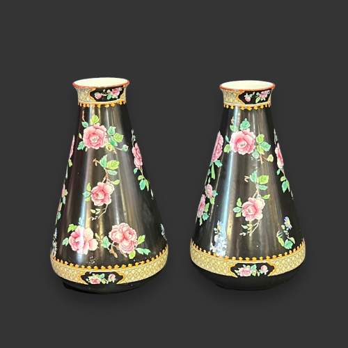 Pair of Shancock and Sons Corona Ware Vases with Pheasants image-3