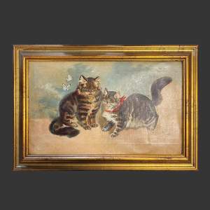 19th Century Oil on Canvas of Kittens