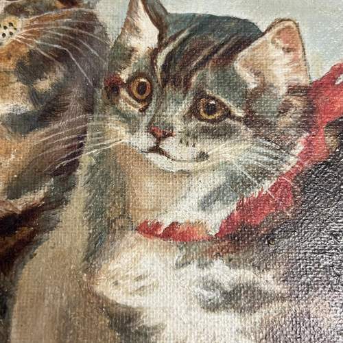 19th Century Oil on Canvas of Kittens image-2