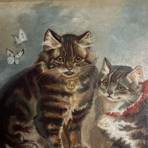 19th Century Oil on Canvas of Kittens image-3