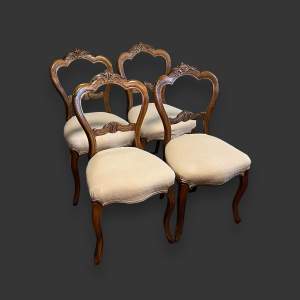 Set of Four Victorian Walnut Balloon Back Chairs