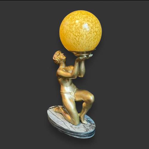 Art Deco Limousin Figural Lamp image-1