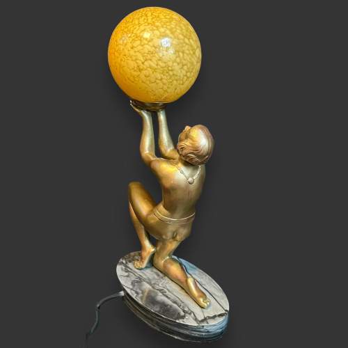 Art Deco Limousin Figural Lamp image-6