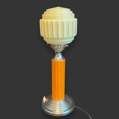 Large Art Deco Orange Phenolic Lamp image-1