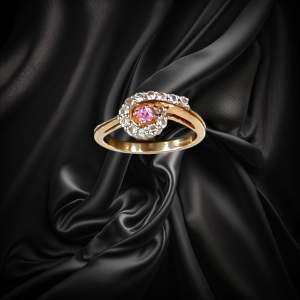 Gold Pink Sapphire Zircon Ring