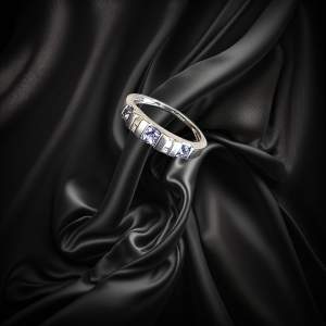White Gold Tanzanite Baguette Diamond Ring