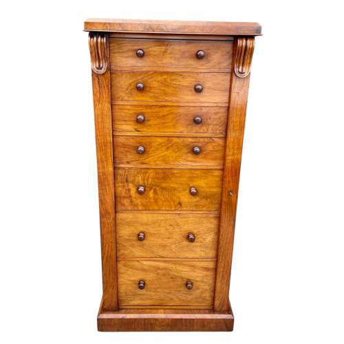 Burr Walnut Secretaire Wellington Chest image-2