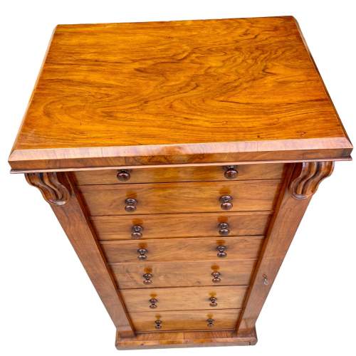 Burr Walnut Secretaire Wellington Chest image-3