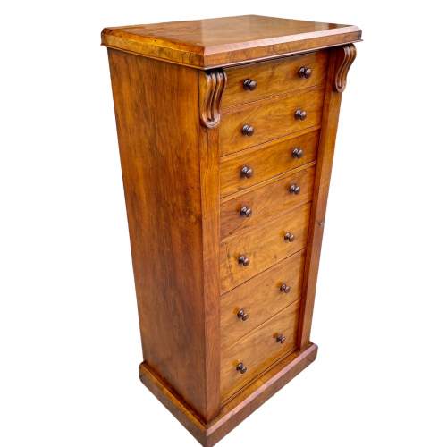 Burr Walnut Secretaire Wellington Chest image-4