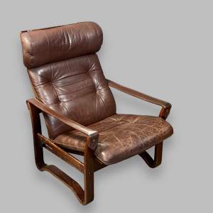 Vintage Scandinavian Leather Easy Chair