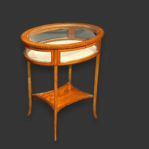 Late Victorian Inlaid Satinwood Oval Bijouterie Table