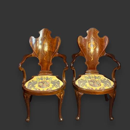 Rare Pair of Shield Back Hall Chairs image-2