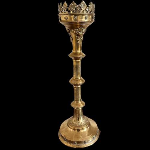 Cathedral Gothic Revival Solid Brass Candlestick Holder image-1