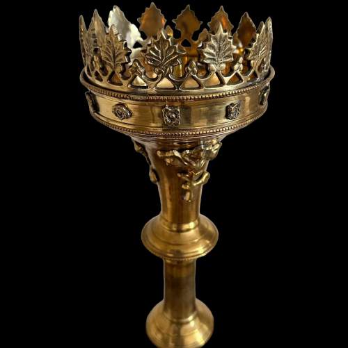 Cathedral Gothic Revival Solid Brass Candlestick Holder image-2