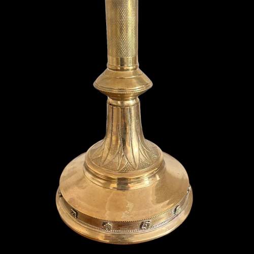 Cathedral Gothic Revival Solid Brass Candlestick Holder image-3