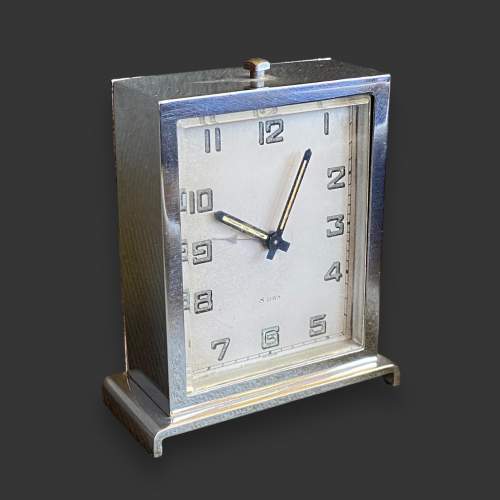 Art Deco Harrods Chrome Clock in Case image-2