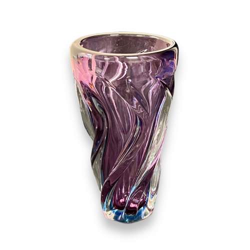 Very Large Mid Century Murano Twisted Vase image-1