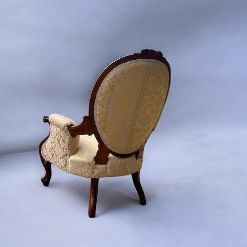 A Victorian Period Carved Walnut Open Armchair image-5