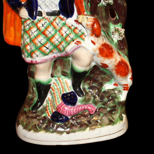 Victorian Staffordshire Spill Vase of Scottish Man & Spaniel Dog image-5