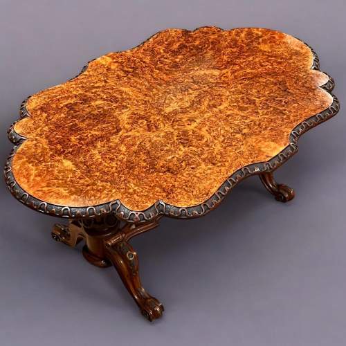 A Beautiful Victorian Period Burr Walnut Shaped Coffee Table image-2