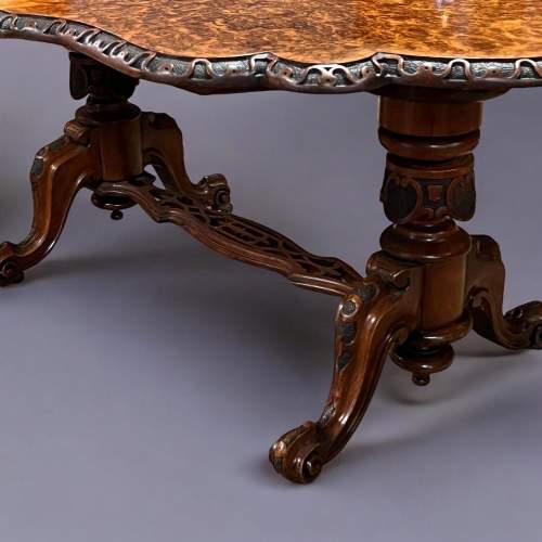 A Beautiful Victorian Period Burr Walnut Shaped Coffee Table image-6