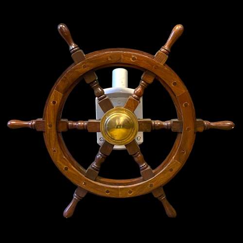 Polished Wooden Ships Wheel image-1