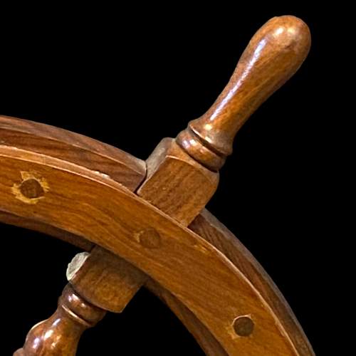 Polished Wooden Ships Wheel image-3