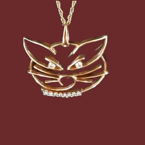 Gold Diamond Cat Pendant and Chain image-4