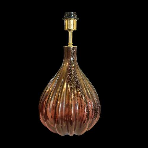 Italian Gold Purple Glass Lampbase with Gold Inclusions image-1