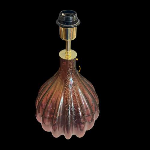 Italian Gold Purple Glass Lampbase with Gold Inclusions image-4