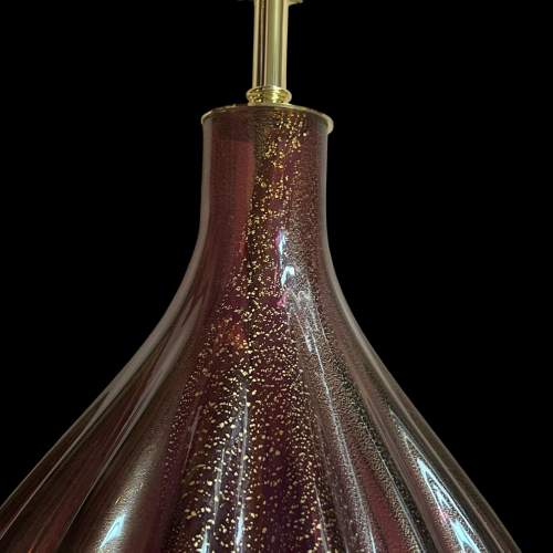 Italian Gold Purple Glass Lampbase with Gold Inclusions image-2