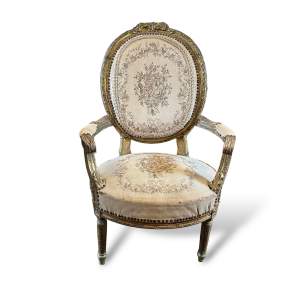 Beautiful French Louis XVI Gilt Petit Point Chair