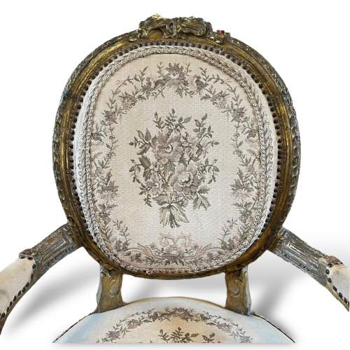 Beautiful French Louis XVI Gilt Petit Point Chair image-2