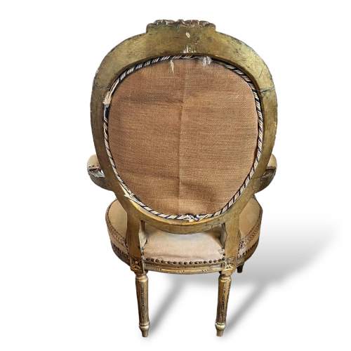 Beautiful French Louis XVI Gilt Petit Point Chair image-4