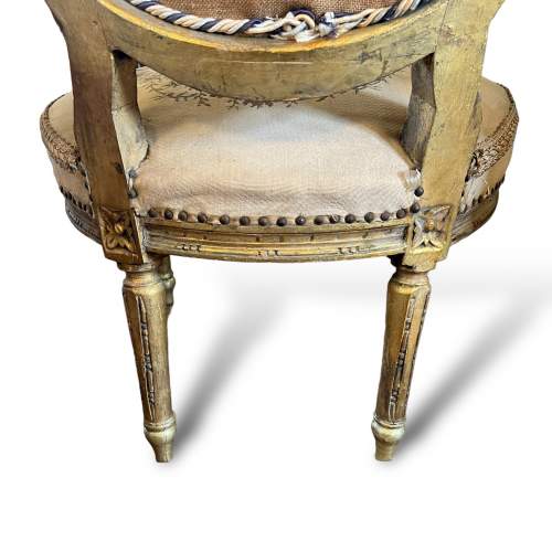 Beautiful French Louis XVI Gilt Petit Point Chair image-5