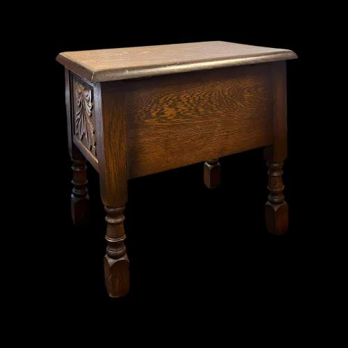 Vintage Carved Oak Chest Stool image-4