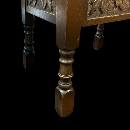 Vintage Carved Oak Chest Stool image-6