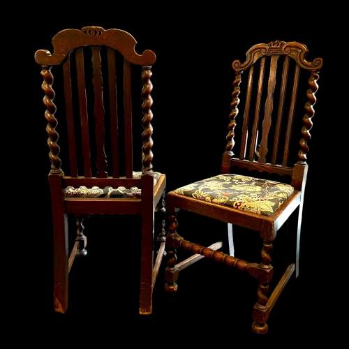 Pair of Barleytwist Oak Hall Chairs image-2