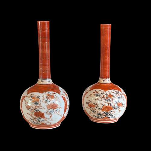 Pair of Signed 19th Century Japanese Kutani Vases image-1