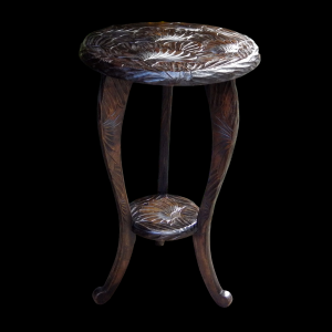 Liberty & Co Early 1900s Japanese Carved Hardwood Side Table