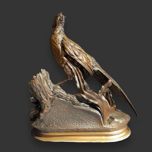 19th Century French Bronze Pheasant and Weasel image-6