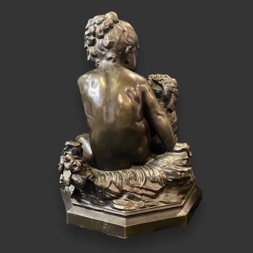 Large Italian Bronze Girl Playing with a Puppy by A. Lanzirotti image-6