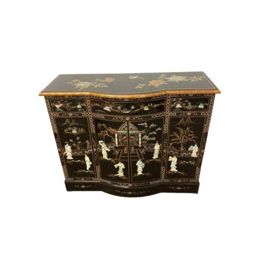 Chinese Black Lacquer Mother of Pearl Cabinet image-1