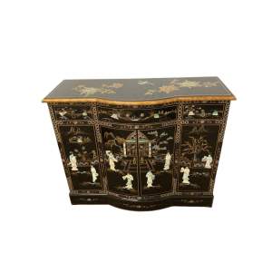 Chinese Black Lacquer Mother of Pearl Cabinet