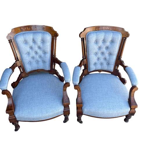 Pair of Walnut Armchairs image-4